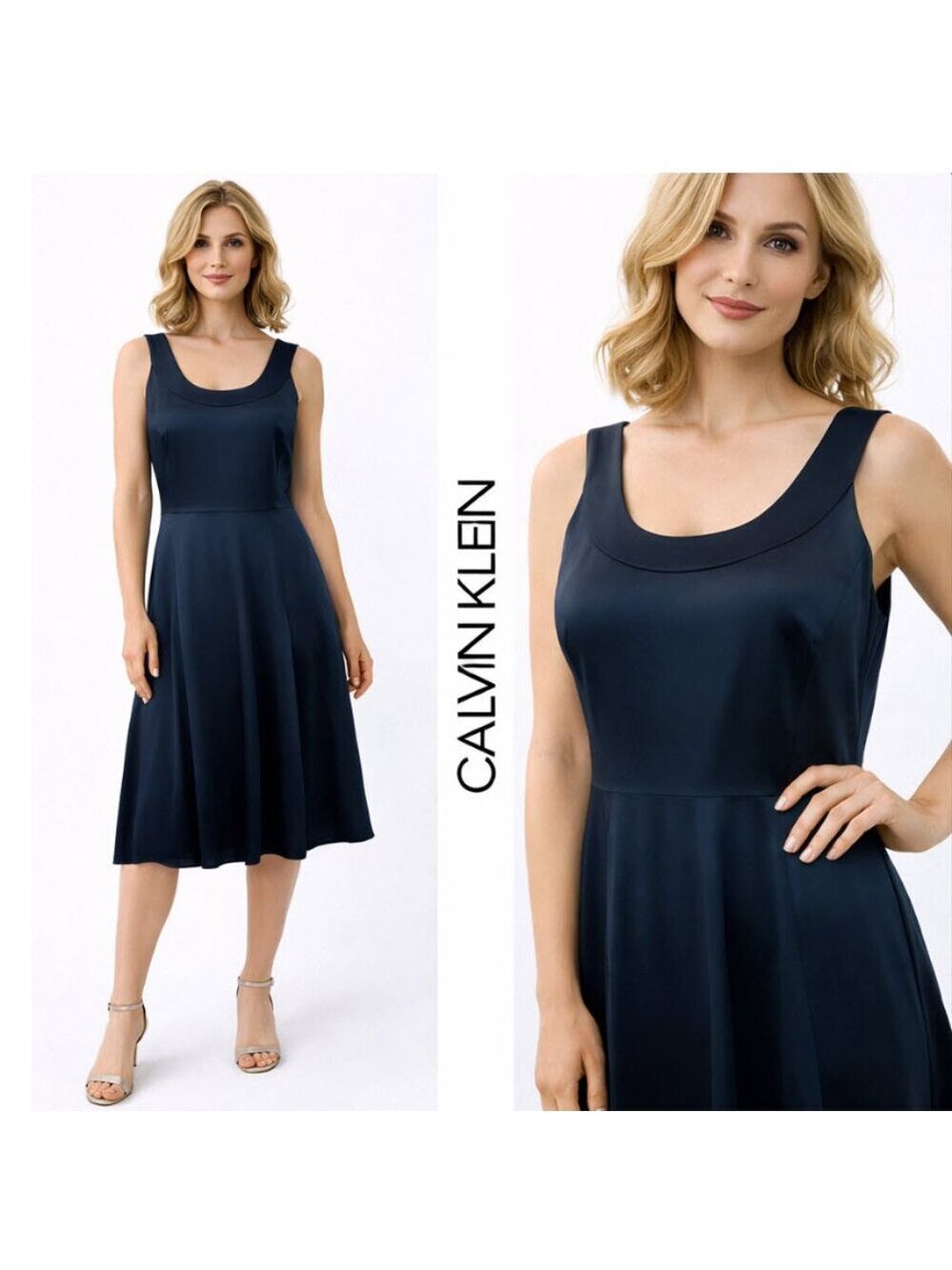 Calvin Klein Blue Sleeveless Dress Medium​​​​​